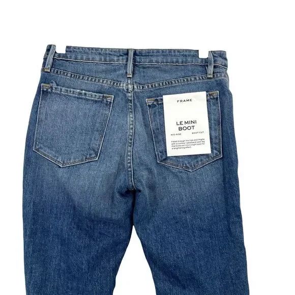 NEW Frame‎ Le Mini Patchwork leather Bootcut Jeans Size 26 boho western cowboy